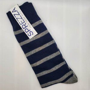 Sprezza Blue Gray Striped Cotton Dress Socks NWT